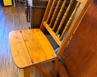 wood metamorphic library chair converts to step ladder