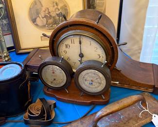 nautical clock and weather station - vintage