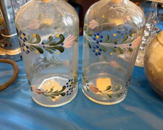 vintage hand-painted glass decanters