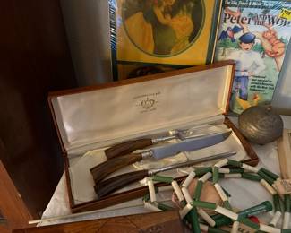 vintage sheffield stainless carving set, playground jump rope