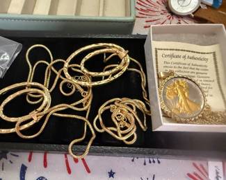 costume necklaces, Walking Liberty Pendant necklace