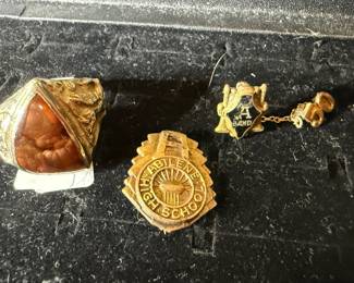 mexican fire opal ring, abilene high school pins 1950