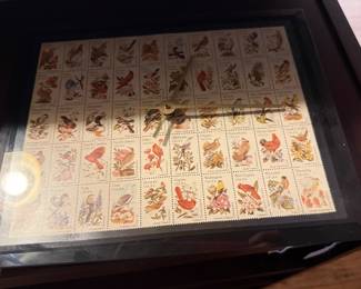 decorative wall clock full sheet of 1982 US 20-cent stamps