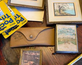 vintage ray ban glass case, misc framed prints