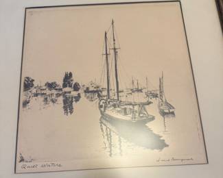 quiet waters etching by Lionel Barrymore