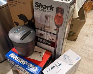 misc brand new items in box, Shark Rocket, Bissell Power Fresh Pro 3 in 1 steamer, crosscut shredder