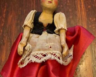 antique folk art doll, hand-painted