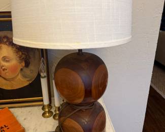 MCM modern table lamp turned wood