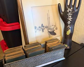 vintage glove mold, Framed Lionel Barrymore "Quiet Waters" etching