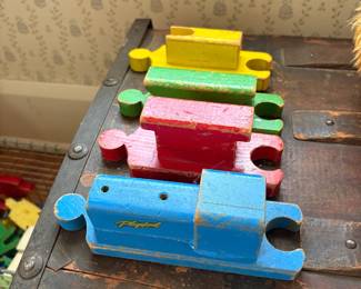 1950s Playskool Wood Block Set Train 