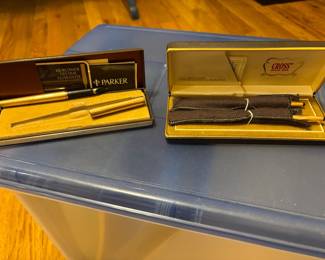 Super nice Cross Pen & Pencil set. And…a super Parker Pen. Both in original boxes. 