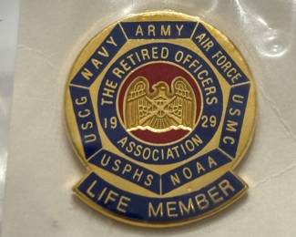 Retired Officers Association (TROA) "Life Member" lapel pin