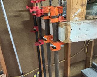 Vintage carpenter woodworking pipe clamps