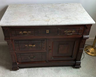Lot 69: Wood Cabinet with Marble Top