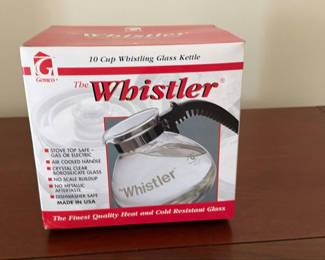 Lot 50: Genco The Whistler 10 Cup Whistling Glass Kettle