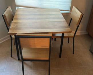 Lot 33: Wood Dining Table and Three Chairs