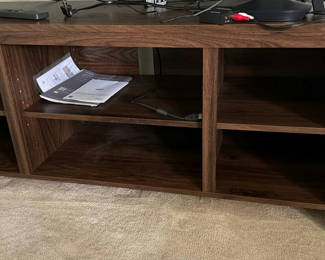 Lot 61: Wood TV Stand with Open Shelving