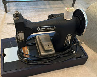 Lot 77: Commander Sewing Machine with Foot Pedal and Case