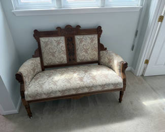 Lot 3: Ornate Upholstered Wooden Settee