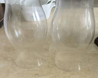 Lot 60: Pair of Clear Glass Hurricane Candle Holders