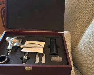 Lot 74: Wine Opener and Accessories Set in Wooden Case