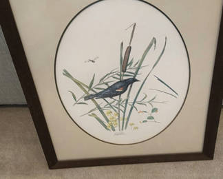 Lot 36: Framed Bird Artwork
