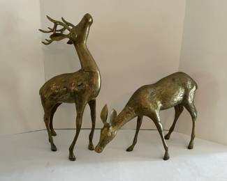 Vintage Large Brass Doe and Buck