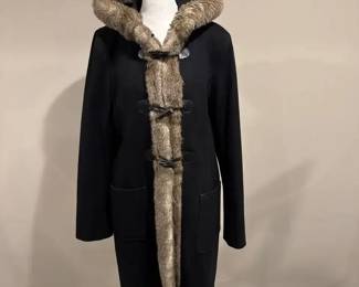 Steve Madden Coat with Hood and Rabbit Fur Trim