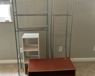 Metal Bathroom Storage Shelf, Metal Shelf, Two Veneer Storage Shelves