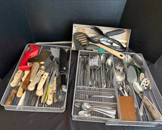 Kitchen Utensils, Knives, Flatware Lot