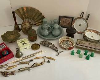 Asian Collectibles, Bowls, Chopsticks, Brass Decor, More