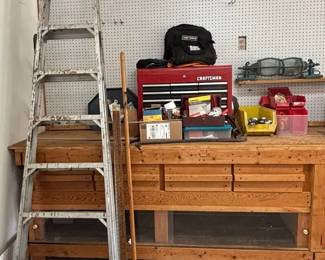 Craftsman Tool Chest with Tools Inside, Black Decker Drill, Many Wrenches , Tall Ladder More