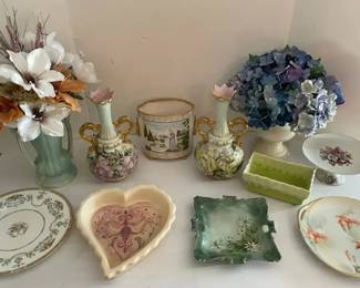 Vintage McCoy Coronet Planters, Other Vintage Floral PorcelainPottery Pieces