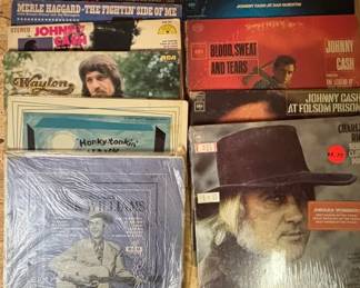 70s Country Record Albums Including Johnny Cash