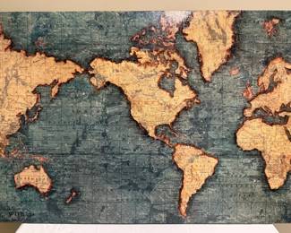 3D Blue World Map Canvas Print