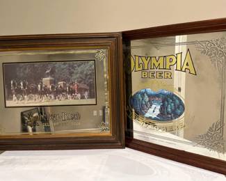 AnheuserBusch and Olympia Beer Mirrored Signs