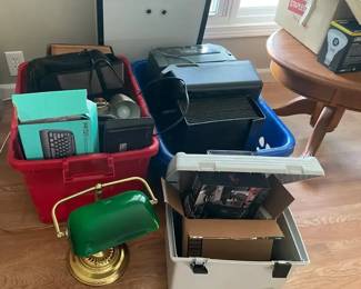 Green Glass Bankers Lamp Office Supplies Mystery Lot