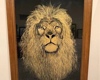 Lion Head Reverse Painting on Glass
