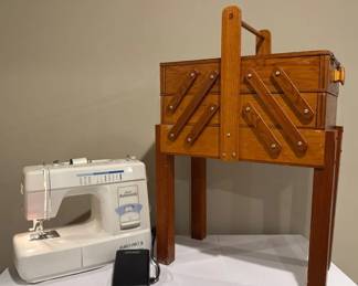 EuroPro Sewing Machine, Vintage Accordion Sewing Box