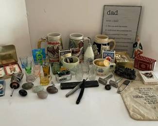 Vintage Playing Cards, Razors, Old Spice Aftershave, Steins, Shot Glasses, More