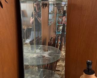 Beautiful glass & mirror corner shelf. (Ignore the woman in the mirror)🤣