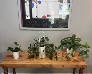 Wall Art, Plants, Wood Table