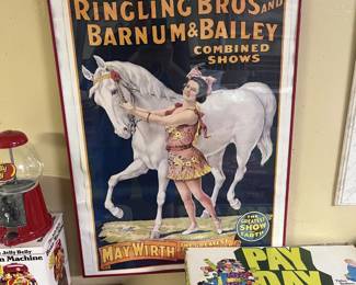 Framed Circus Poster / Jelly Belly Dispenser / Games