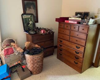 antique pictures and frames, dressers