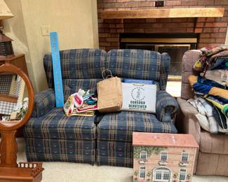 double reclining early American love seat