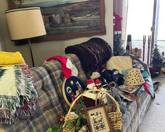 sofa, blankets, decor