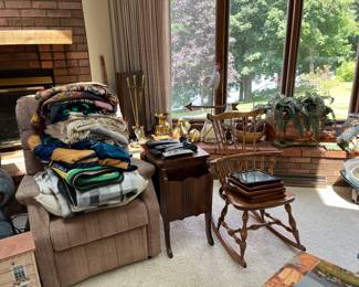copper pot, rocker, furniture