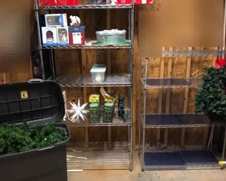 Two Metal Storage Racks With Contents Christmas Decor Disney Frozen