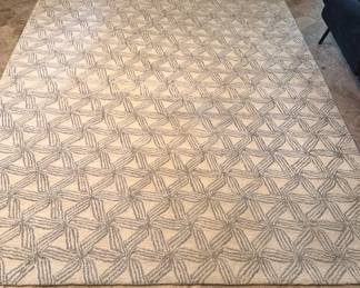 8x10 Grey White Area Rug With Geometric Lined Star Pattern