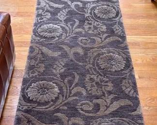 Entryway Or Hallway RugRunner 163x30 2 Tone Brown Floral Pattern, Thick Wool Like Rug
